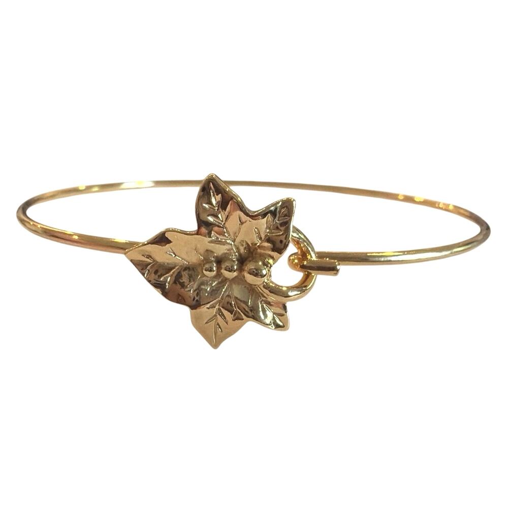Vintage 1989 Avon Precious Leaf gold tone bangle bracelet